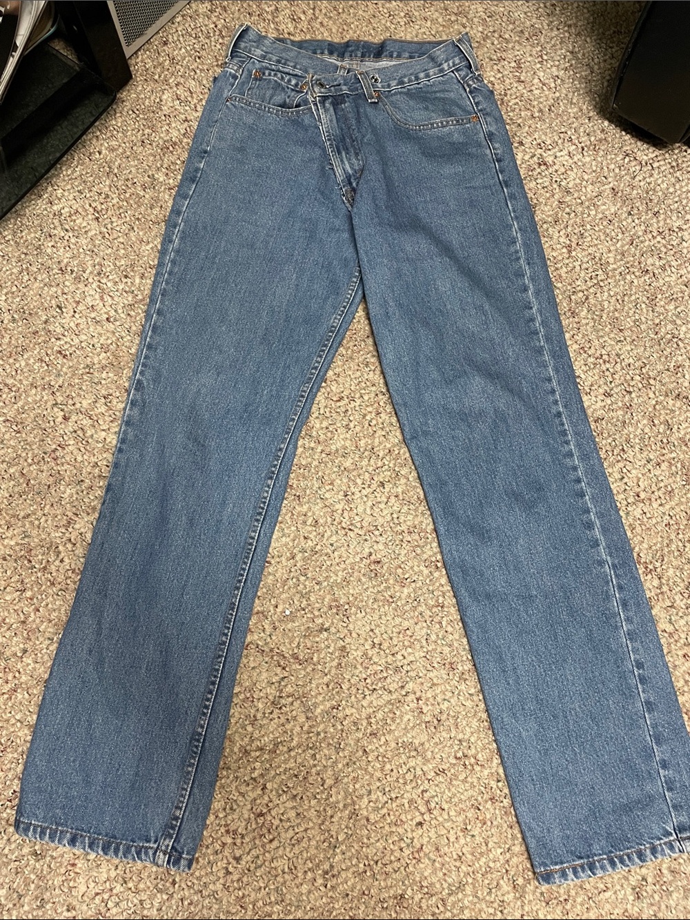 Vintage Levi’s customized Cross over waist Straight-Leg Blue Jeans